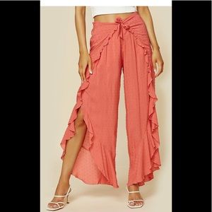 Blue Life Ruffle Culotte in Berry Coral